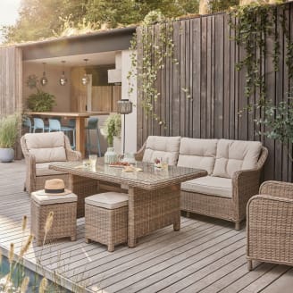 Ecloz - Salon de Jardin résine tressée ficelle 7 personnes Sienne - ECLOZ