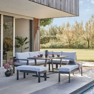 Ecloz - Salon de jardin aluminium anthracite et gris 8 personnes Family ECLOZ