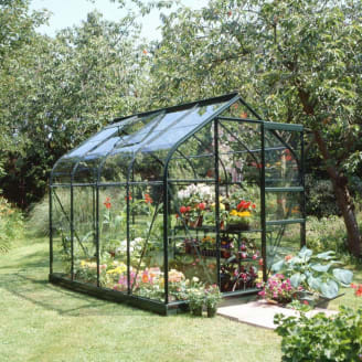 Serre de jardin Supreme verre trempé 5 m² vert + embase - Halls