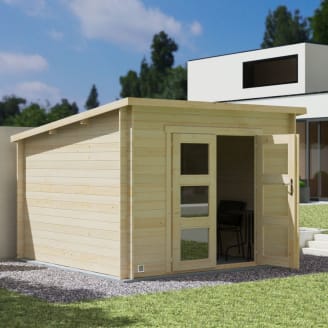 Abri de jardin en bois Paolo 9,6m² 28mm toit plat - DECOR et JARDIN -  Mr.Bricolage