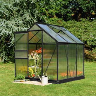 Serre de Jardin en polycarbonate de 9 m² avec embase - Gris métallique -  COROLLE II