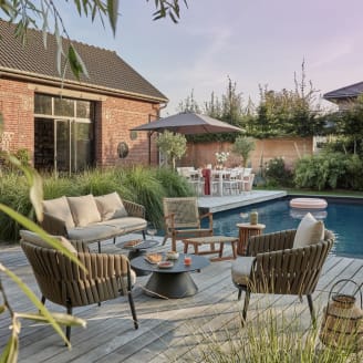 Ecloz - Salon de jardin aluminium gris 5 personnes Elisabeth ECLOZ