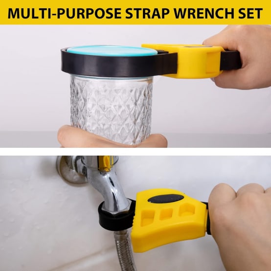 Jeu De 2 Clés à Sangle En Caoutchouc - Clé Universelle Pour Filtres à Huile Et Tubes 6-8 Pouces