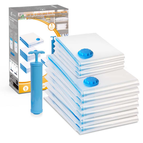 Sac de rangement sous vide aspirateur avec pompe Lot de 10pcs - Main Image