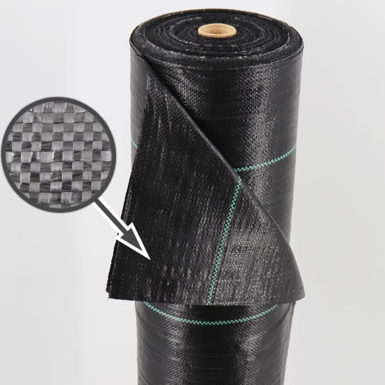 Dripex 4m X 25m Toile De Paillage, Tissu De Lutte Contre Les Mauvaises Herbes, Membrane De Jardin En Fibres De Polypropylène Tissées Anti-UV 90g/㎡, Geotextile, Tissu Perméable à L'eau, Noir