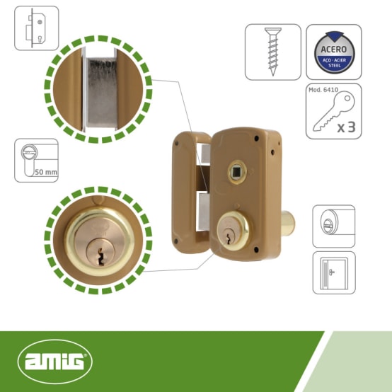 AMIG | Serrure De Boîtes Aux Lettres 5A | 18 X 29 X 53 Mm