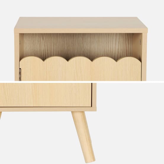 Table De Chevet 2 Tiroirs Décor Bois Clair