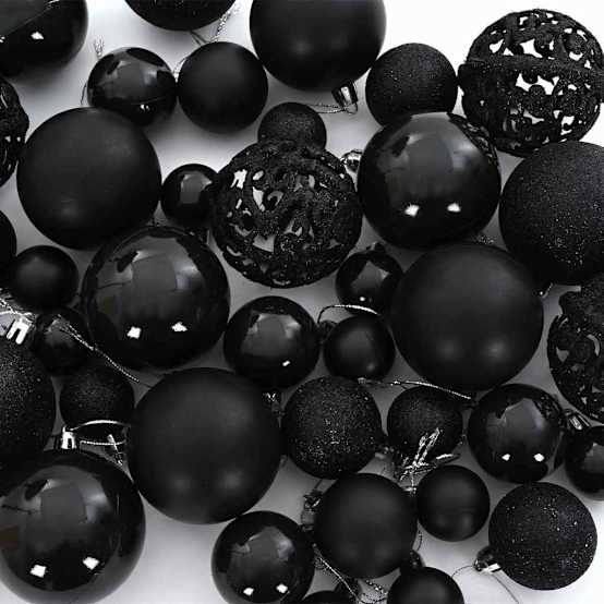 Set 61 Boules de Noël LED Plastique Décoration Fêtes Noir – ComfortXL Outdoor Living – Image 5