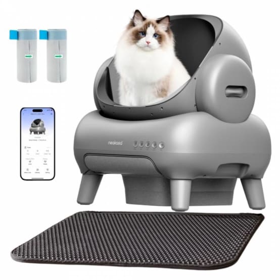Megonia Litière Autonettoyante Chat Automatique: 2.4GHz WiFi Con App Contrôle à Distance 65L Grande Capacité Anti-Pincement/Fuites/Odeur Pour Famille Avec Plusieurs Chats Appartemen Maison