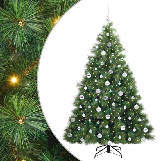 Sapin de Noël Lumineux 180cm Prêt à Poser, Feuillage Dense PE/PVC, 300 LED et 120 Décos – ComfortXL Outdoor Living – Image 2