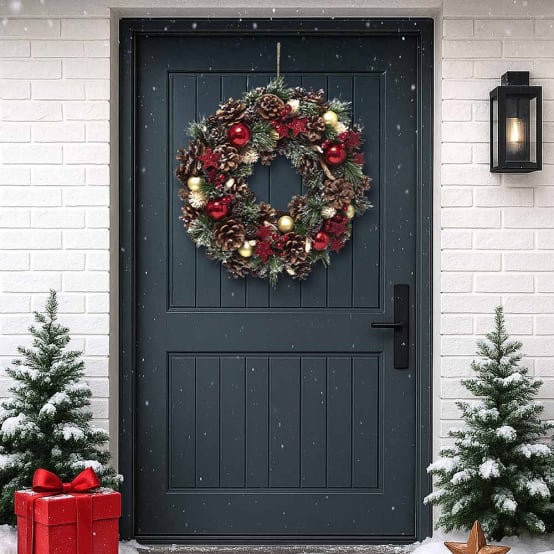 Couronne de Noël artificielle décorée 350 mm Multicolore – Image 4