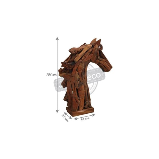 Tête de cheval en teck recyclé - Gamm vert