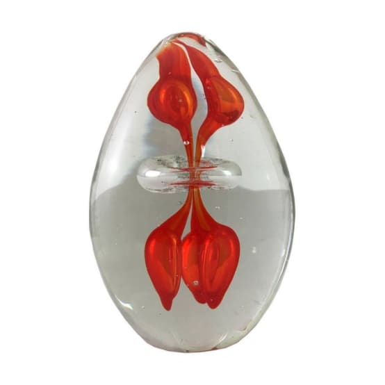 Presse Papier Sulfure "Flammes" En Verre Bleu 9 X 6 Cm Chemin De Campagne