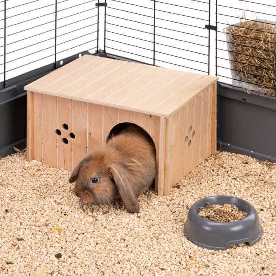 Maison Lapin En Bois, Cabane Lapin Interieur Avec Toit Grande Abris Pour Petits Animaux, Facile à Monté Maison De Jeu Pour Cochons D'Inde Lapins Nain(40×28.5×30cm
