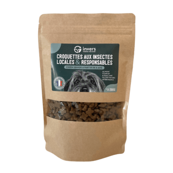 Échantillon croquettes aux insectes pour chien sénior (à partir de 8 ans) 200g Invers Gamm vert
