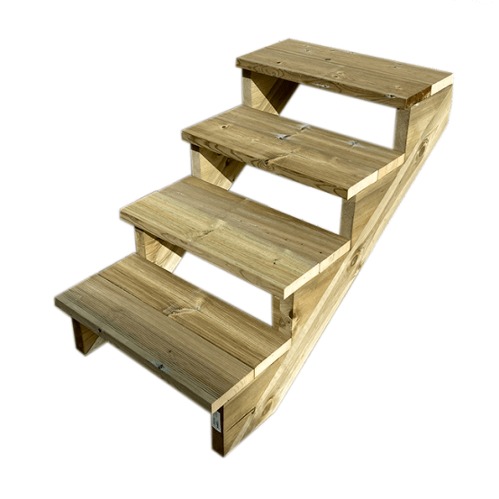 BERLIN Escalier Extérieur Bois 6 Marches H 105cm L-60cm - Avec Contre