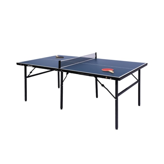 Relaxdays Table De Ping-Pong Pliante, Portable, Filet, 2 Raquettes, 3 Balles, Alu, MDF, 67,5 X 151 X 67,5 Cm, Rouge/Bleu, 1