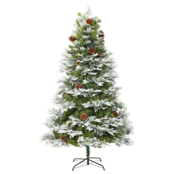 Sapin De Noël Arbre de Noël prééclairé et pommes de pin vert 225cm PVC et PEJU11989 Gamm vert