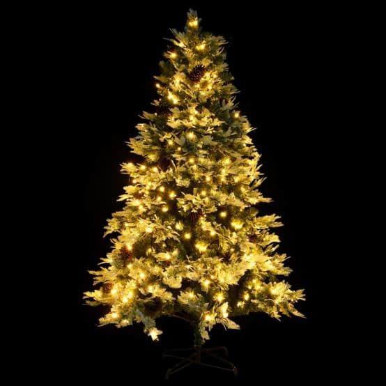 Sapin De Noël Arbre de Noël prééclairé et pommes de pin vert 225cm PVC et PEJU11989 Gamm vert