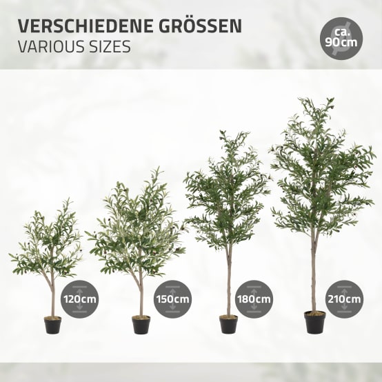 Olivier Artificiel Grand 3m X 2.5m - Tronc En Bois Naturel, Feuilles Réalistes - Déco Intérieur/Extérieur