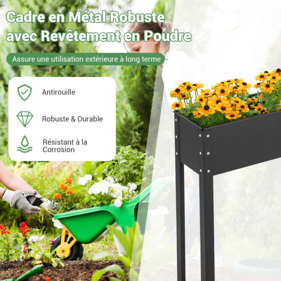 Wallowa Jardinière Métallique Lourde D'extérieur - Jardinière Longue Et