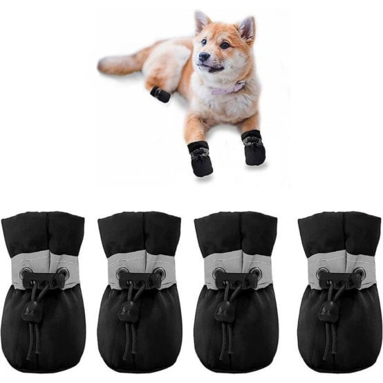 Bottes Pour Petits Chiens, Chaussures D'hiver Pour Chiots, Protections De Pattes Imperméables Pour Animaux Domestiques Pour La Neige Et La Glace Sur La Chaussée (couleur : Blanc, Taille : S