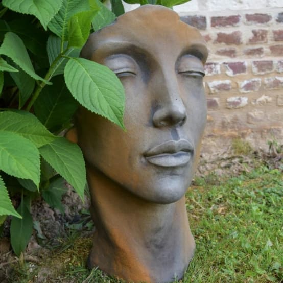 Statue visage femme extérieur petit format Rouille 50 cm Jardinex Gamm vert