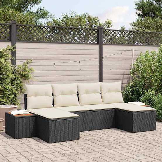 Canapé D'Angle Jardin 5 Pcs Polyrotin Noir Durable Avec Table Basse Et Coussins Confortables Été – ComfortXL Outdoor Living - Gamm Vert