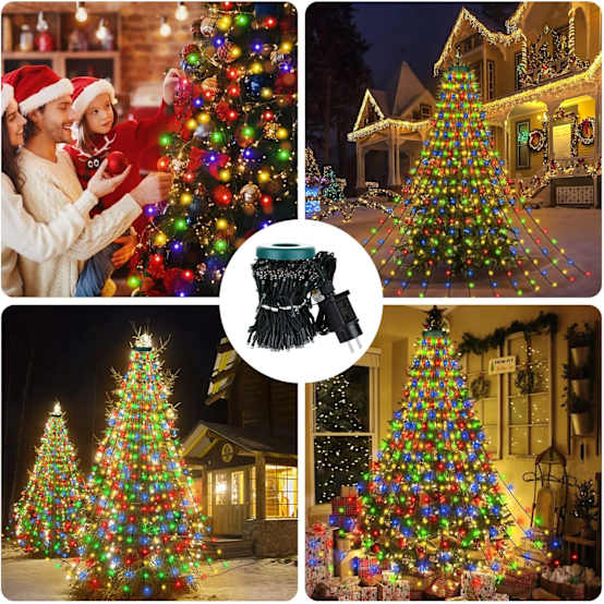 8 guirlandes lumineuses d'arbre, 280 anneaux lumineux d'arbre LED, hauteur 2 m, 8 modes, fête de noël, mariage, décoration anniversaire – Image 6