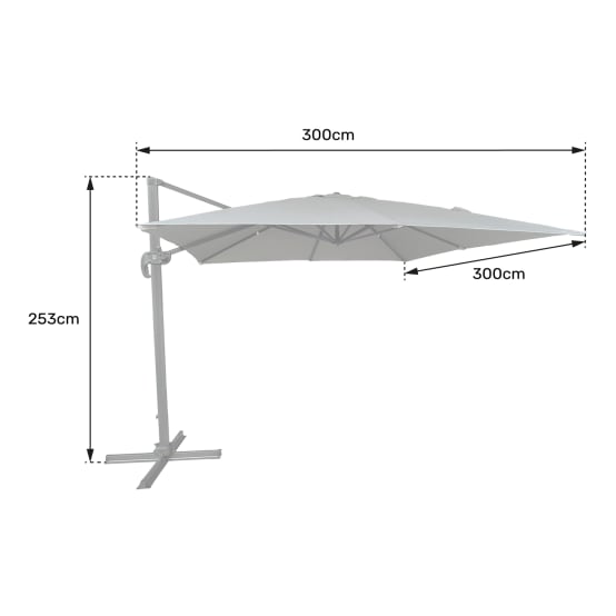 Toile De Rechange Pour Parasol Déporté Molokai 3x3m - Gris, Polyester Déperlant