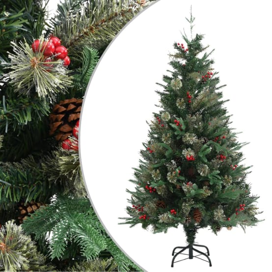 Sapin de Noël Arbre de Noël avec pommes de pin Vert 150 cm PVC et PE Gamm vert