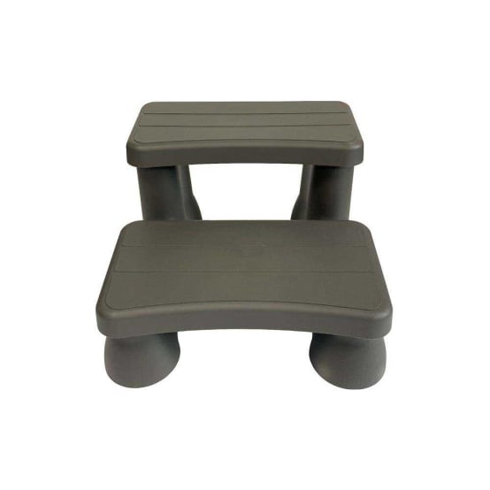 AOSYCO Marches De Jacuzzi Avec Rangement Pour Spa, Escaliers Robustes Pour Exterieur Terrasse Hottub Antiderapant Facile A Installer Gris Cendre