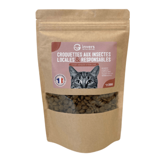 Échantillon croquettes aux insectes pour chat adulte stérilisé 200g Invers Gamm vert