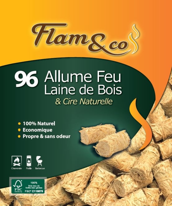 Allume-feux en laine de bois pour barbecue et cheminée - 100