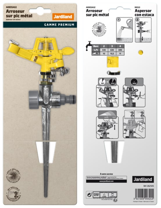 Arroseur Grande Portée Jardibric De 10m à 14m Avec Réglage D'Angle De