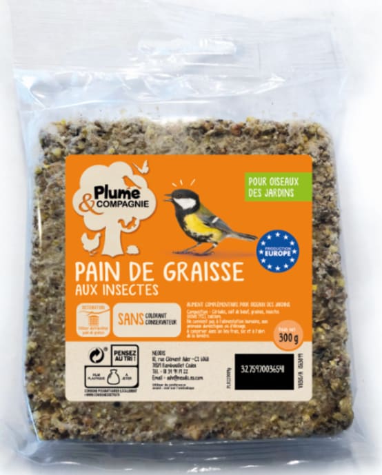 Plume & compagnie - Alimentation Oiseaux pain insectes 300 g - Gamm vert
