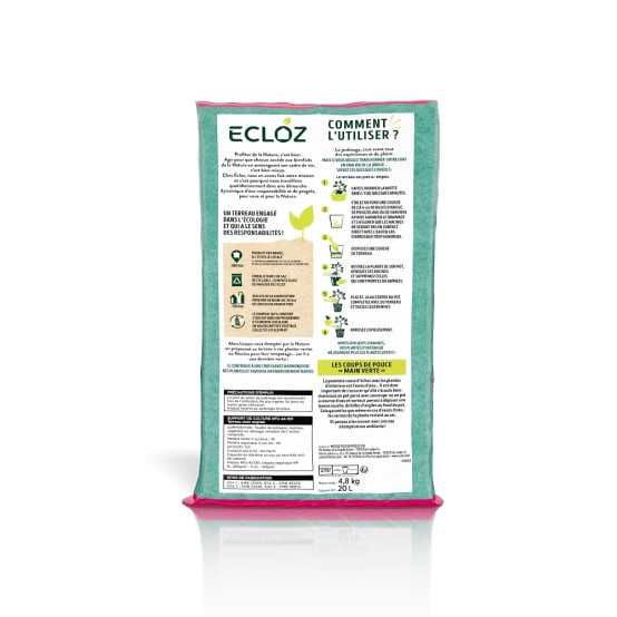 ECLOZ - Terreau plantes d'intérieur Spécial pot 20 L