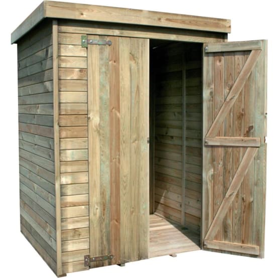 Armoire de jardin en bois traité à toit plat avec plancher Théo - Gamm vert